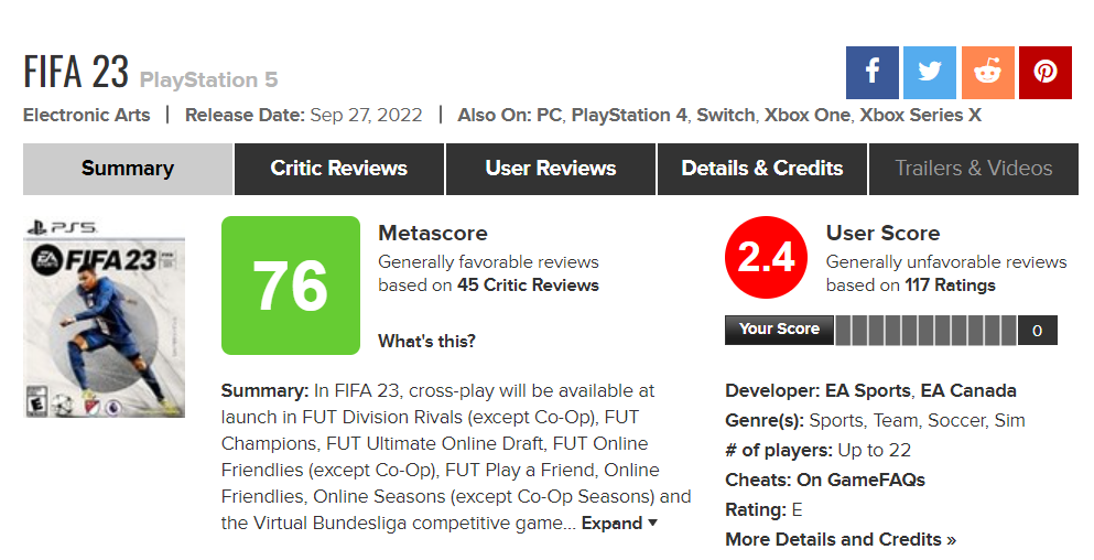 FIFA 23 Review Bomb Dapatkan Rating Buruk